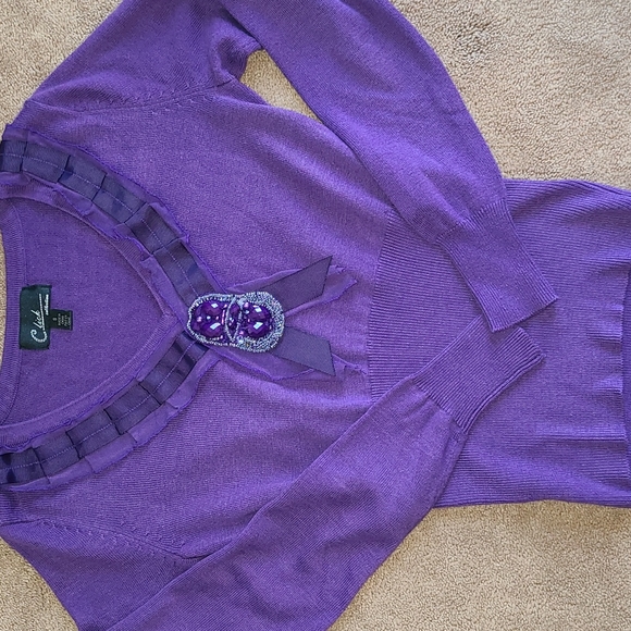SM Purple Embellished Click  sweater - Picture 1 of 5